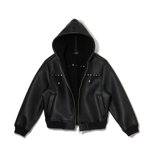 HOODED STUDDED BOMBER