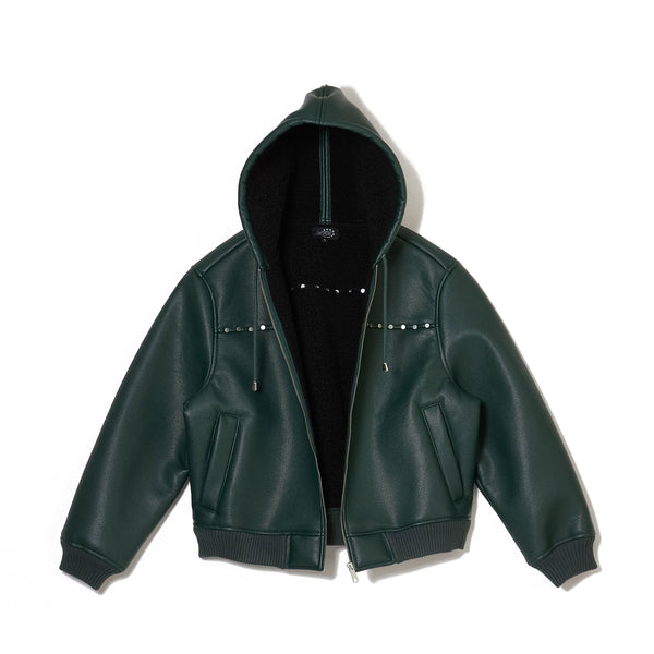 HOODED STUDDED BOMBER