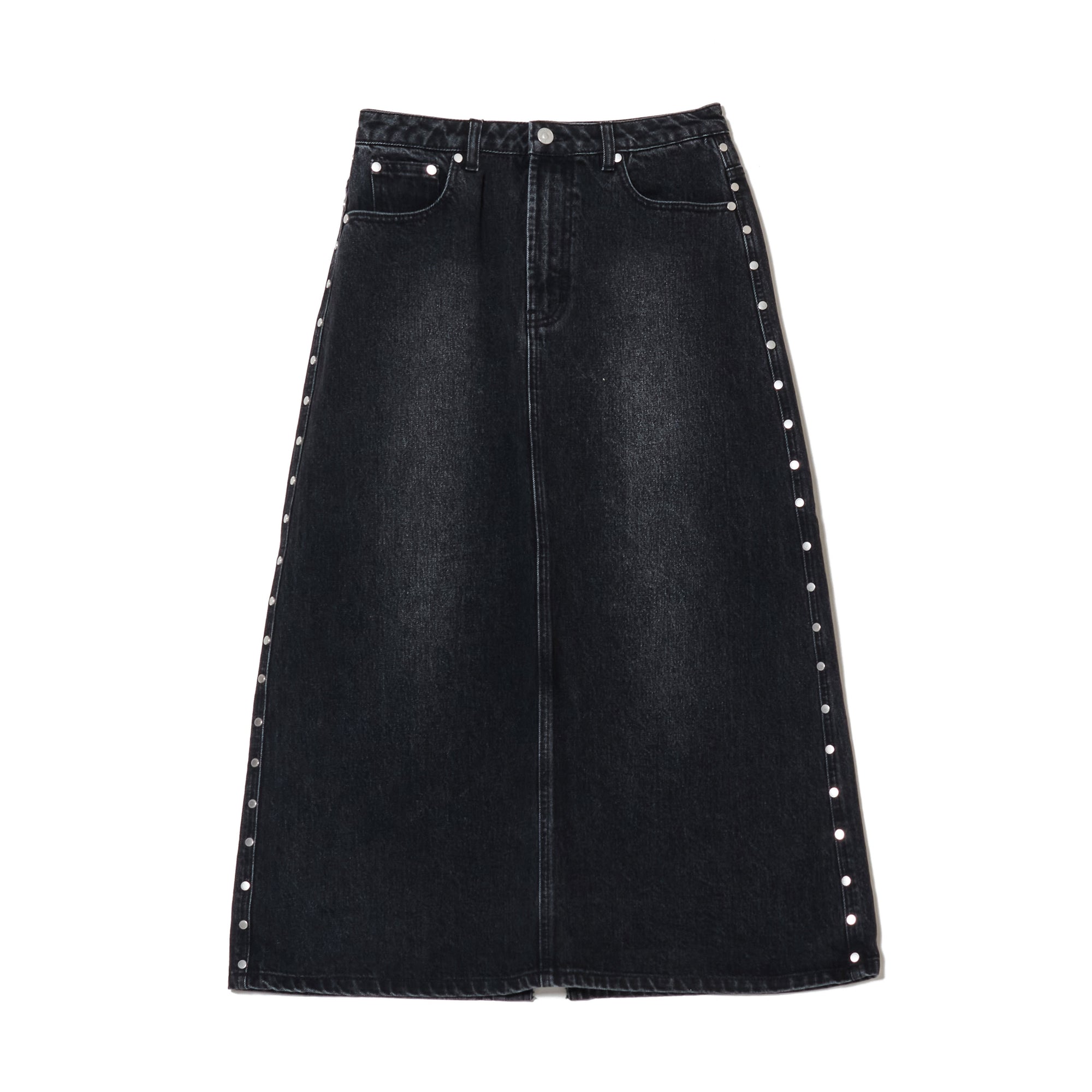 WMS STUDDED LONG DENIM SKIRT