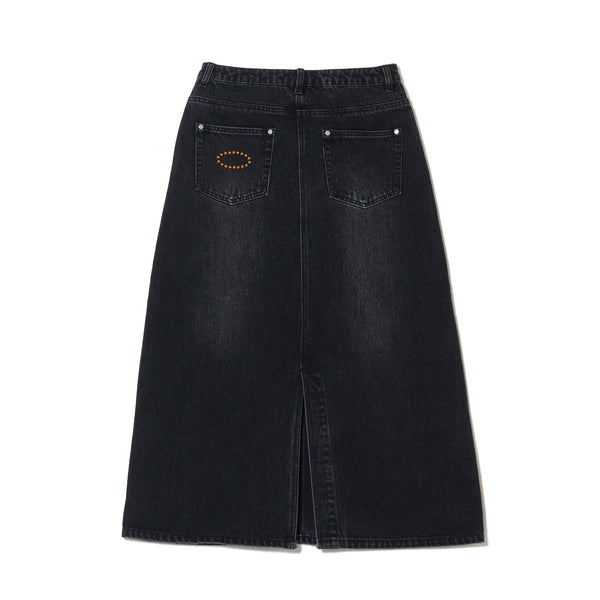 WMS STUDDED LONG DENIM SKIRT