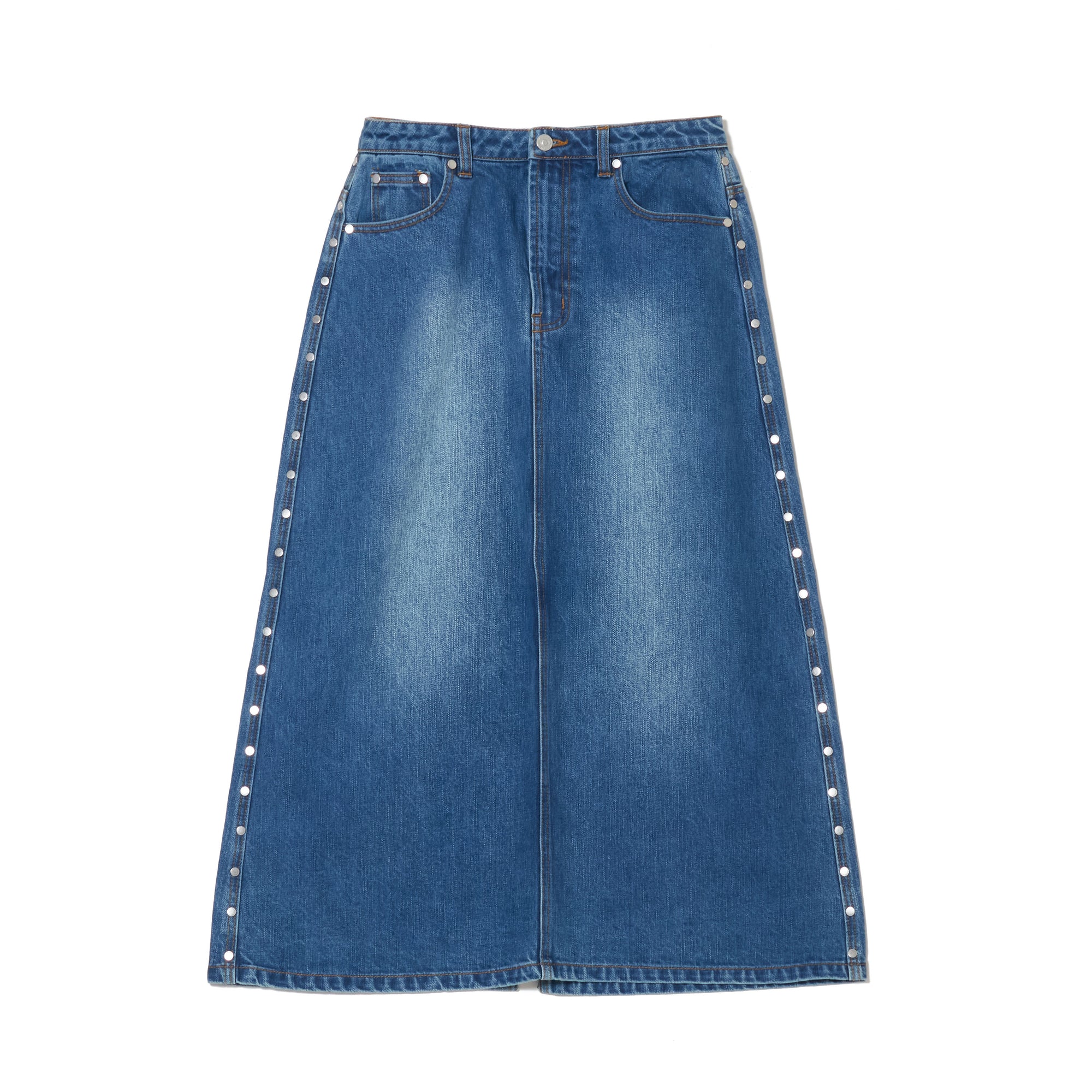 WMS STUDDED LONG DENIM SKIRT