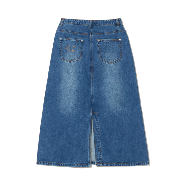WMS STUDDED LONG DENIM SKIRT