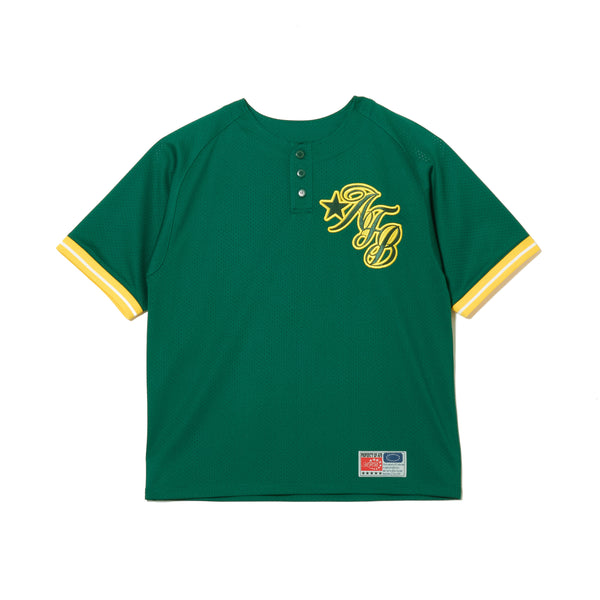 HALF BUTTON UP MESH TEE