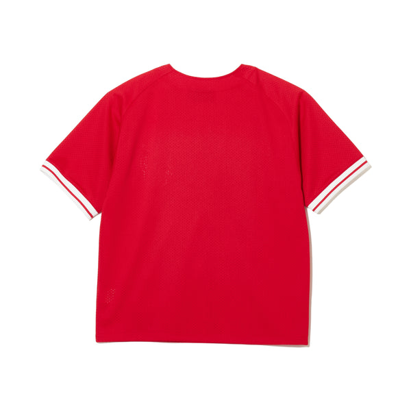 HALF BUTTON UP MESH TEE