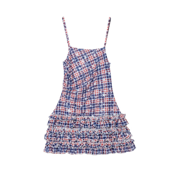 WMS STAR CHECK MESH CAMISOLE DRESS