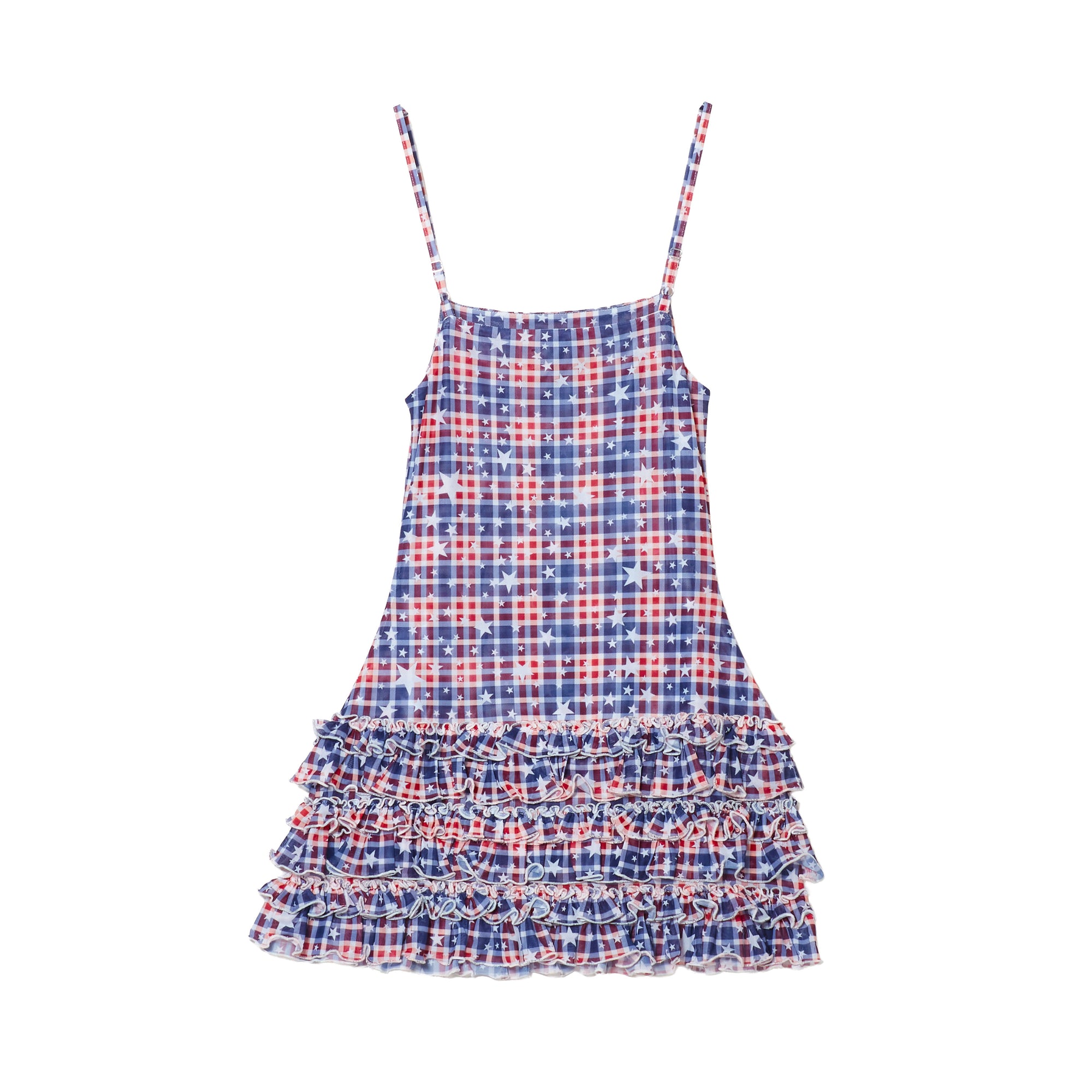 WMS STAR CHECK MESH CAMISOLE DRESS