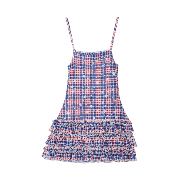 WMS STAR CHECK MESH CAMISOLE DRESS