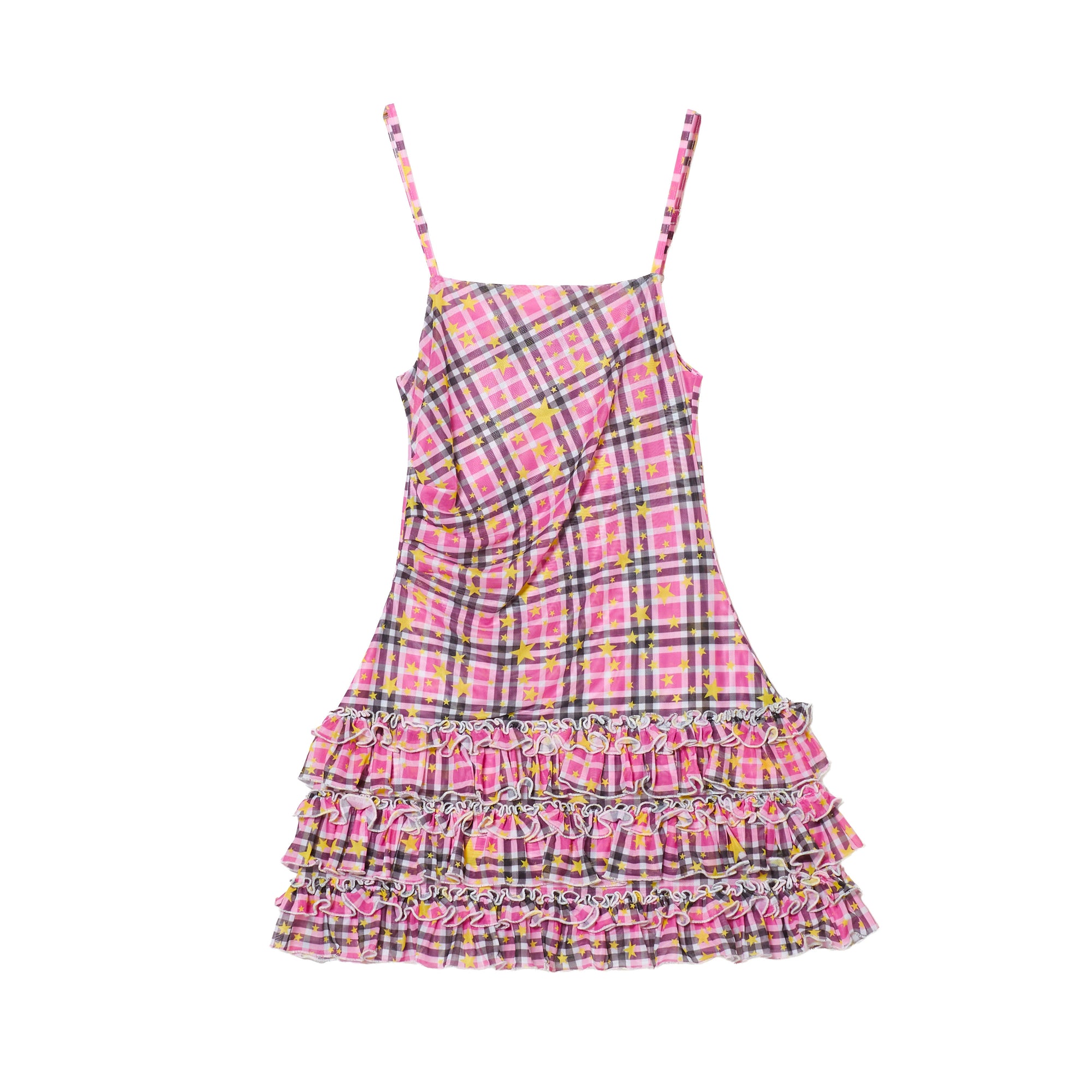 WMS STAR CHECK MESH CAMISOLE DRESS