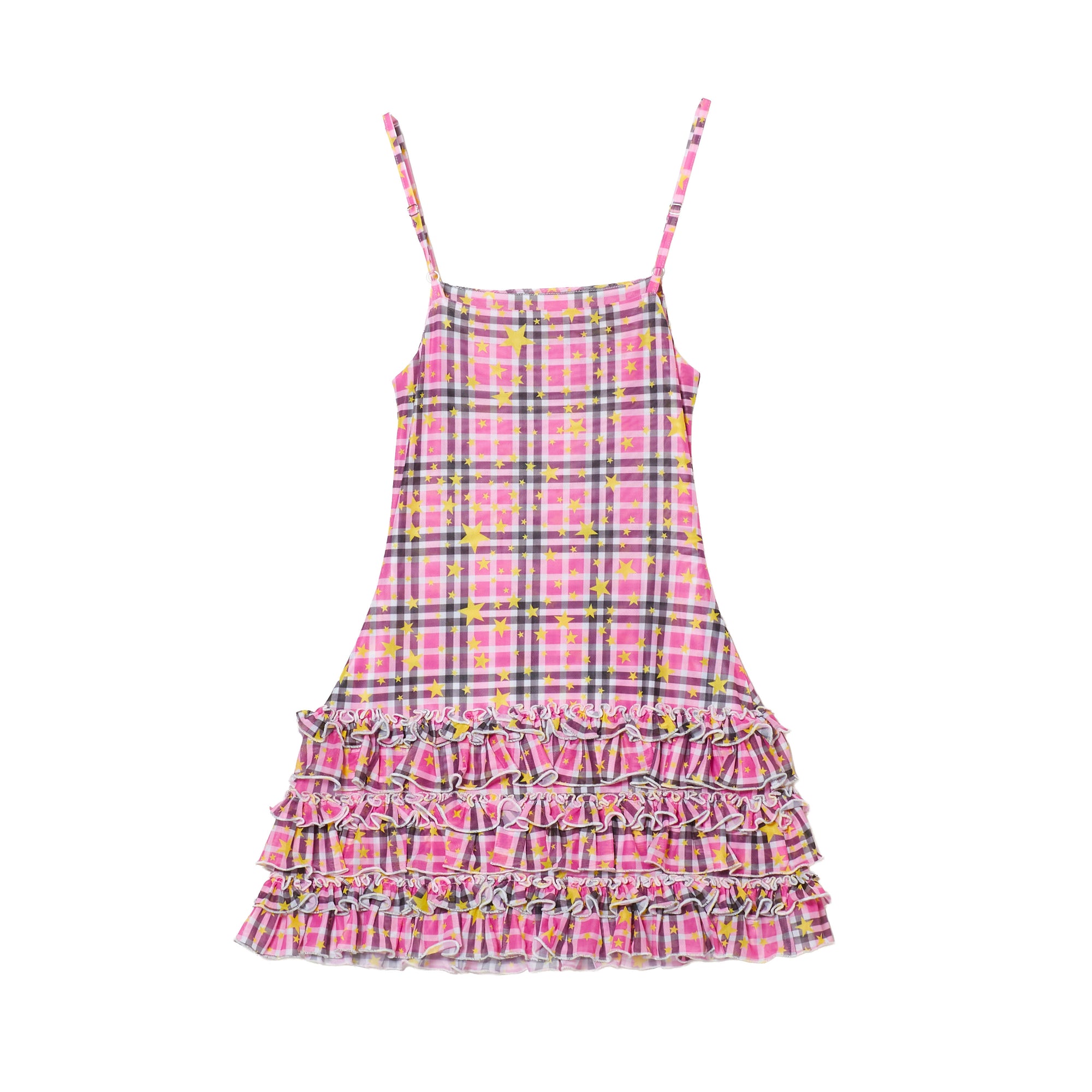 WMS STAR CHECK MESH CAMISOLE DRESS