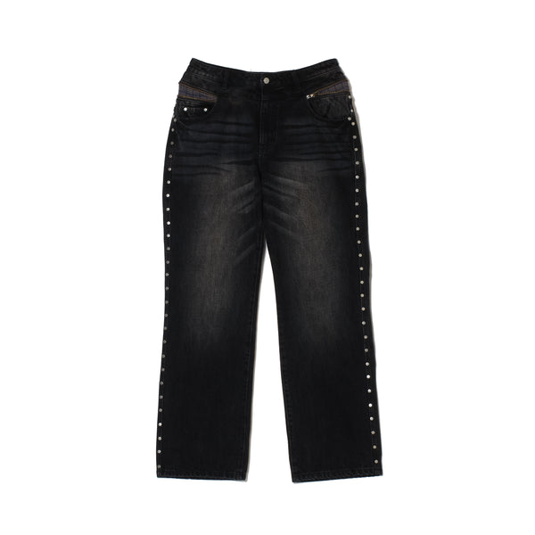STUDDED BACK ZIP JEANS
