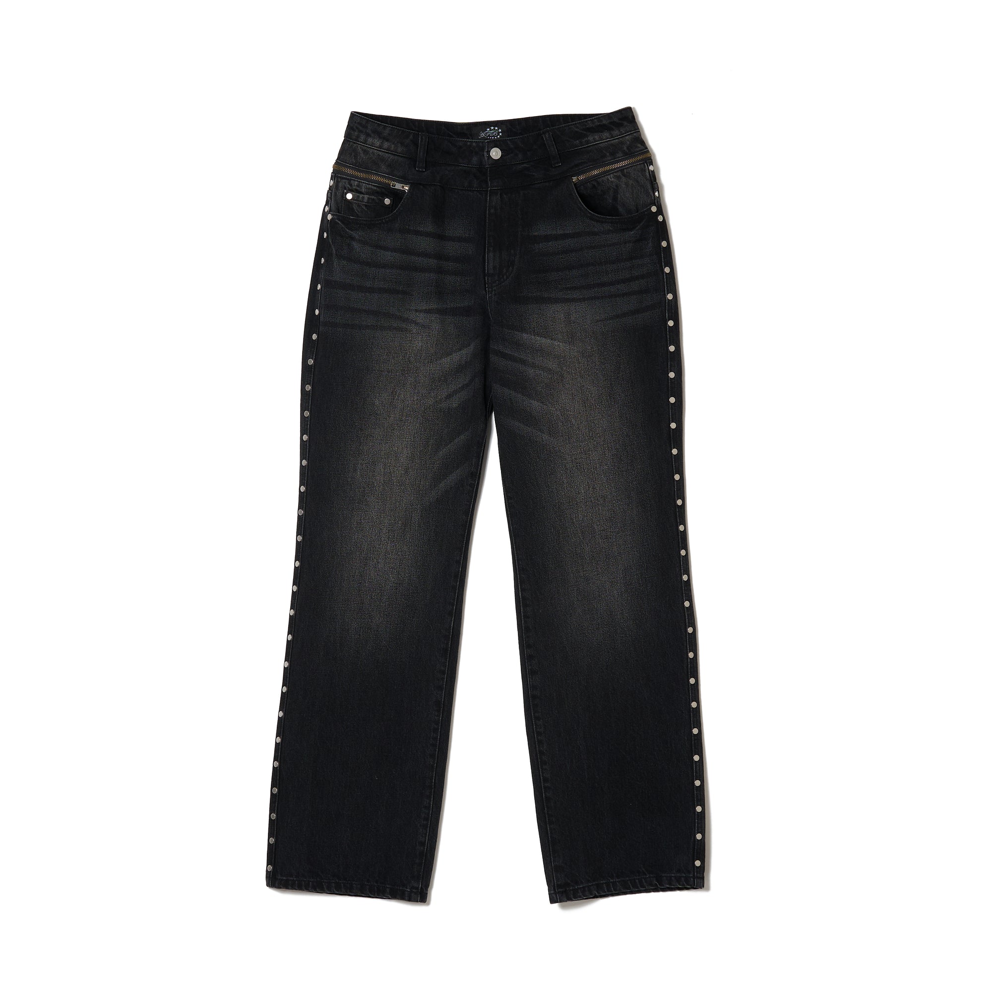 STUDDED BACK ZIP JEANS