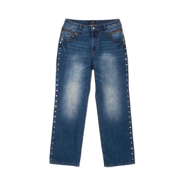STUDDED BACK ZIP JEANS