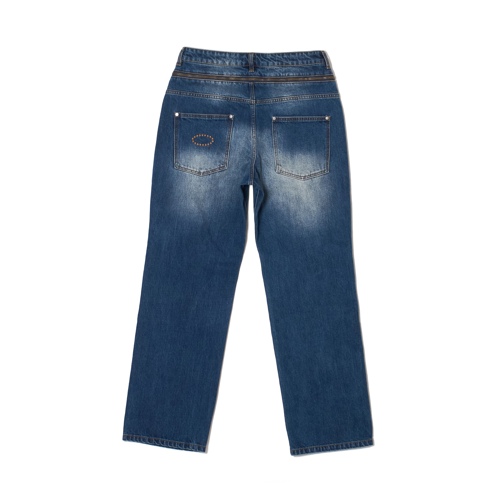 STUDDED BACK ZIP JEANS