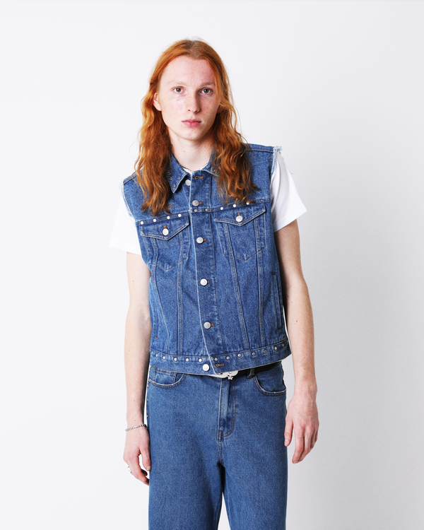 STUDDED DENIM VEST