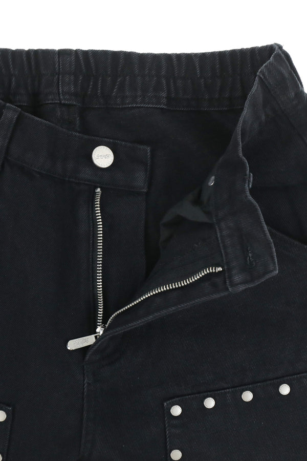 DOUBLE KNEE STUDS DENIM PANTS