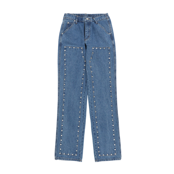 DOUBLE KNEE STUDS DENIM PANTS